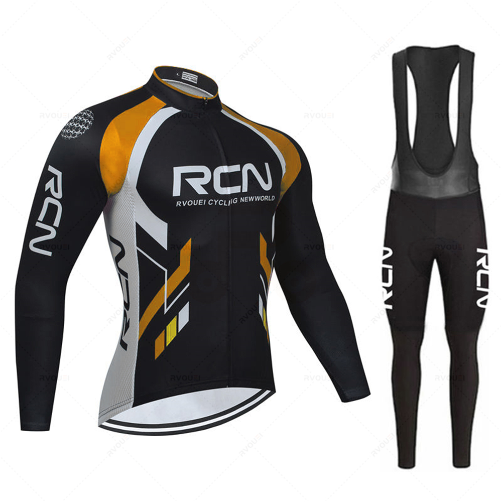 Cycling Gear Brands - Rvouei Herbst Langarm-Radtrikot-Set mit Trägerhose, Ropa