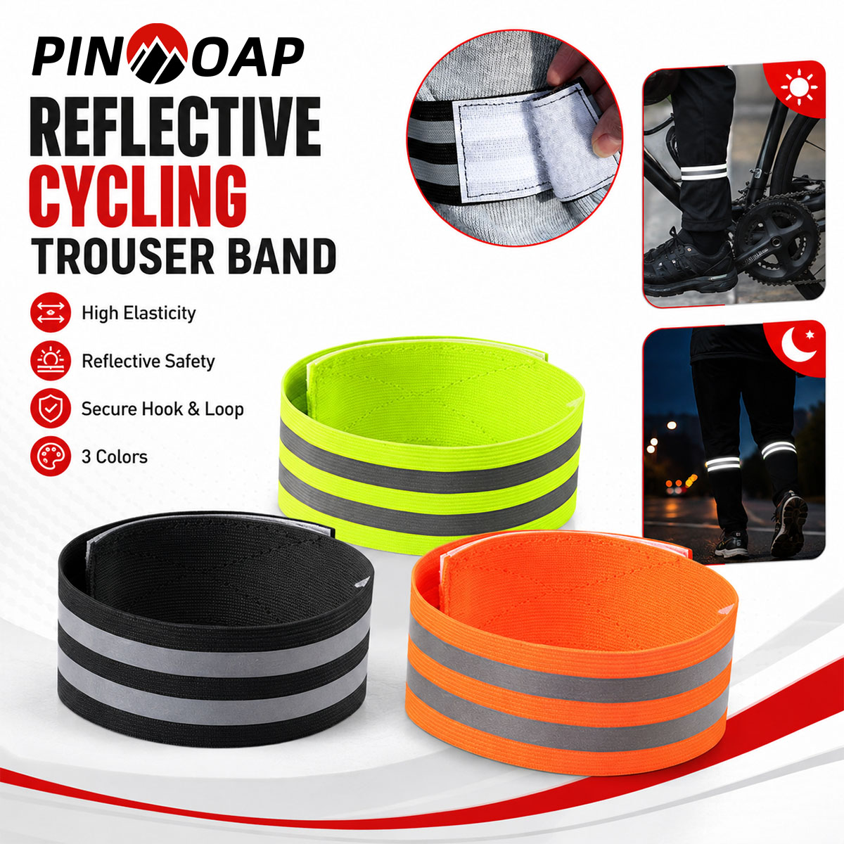 Cycling Gear Brands - PINMOAP 1/2 Stück Fahrradhosen-Beinriemen Reflektierender Hosenclip